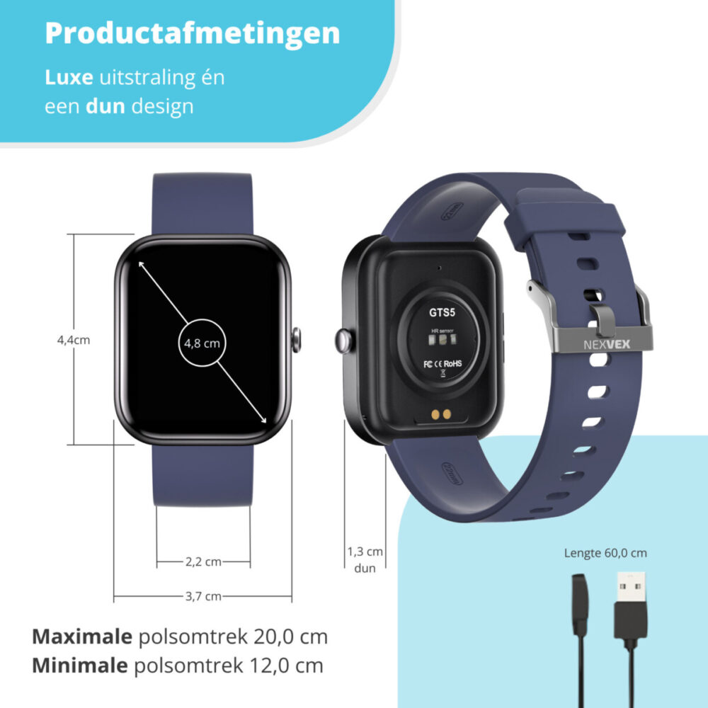 Nexvex Deluxe Smartwatch Blauw