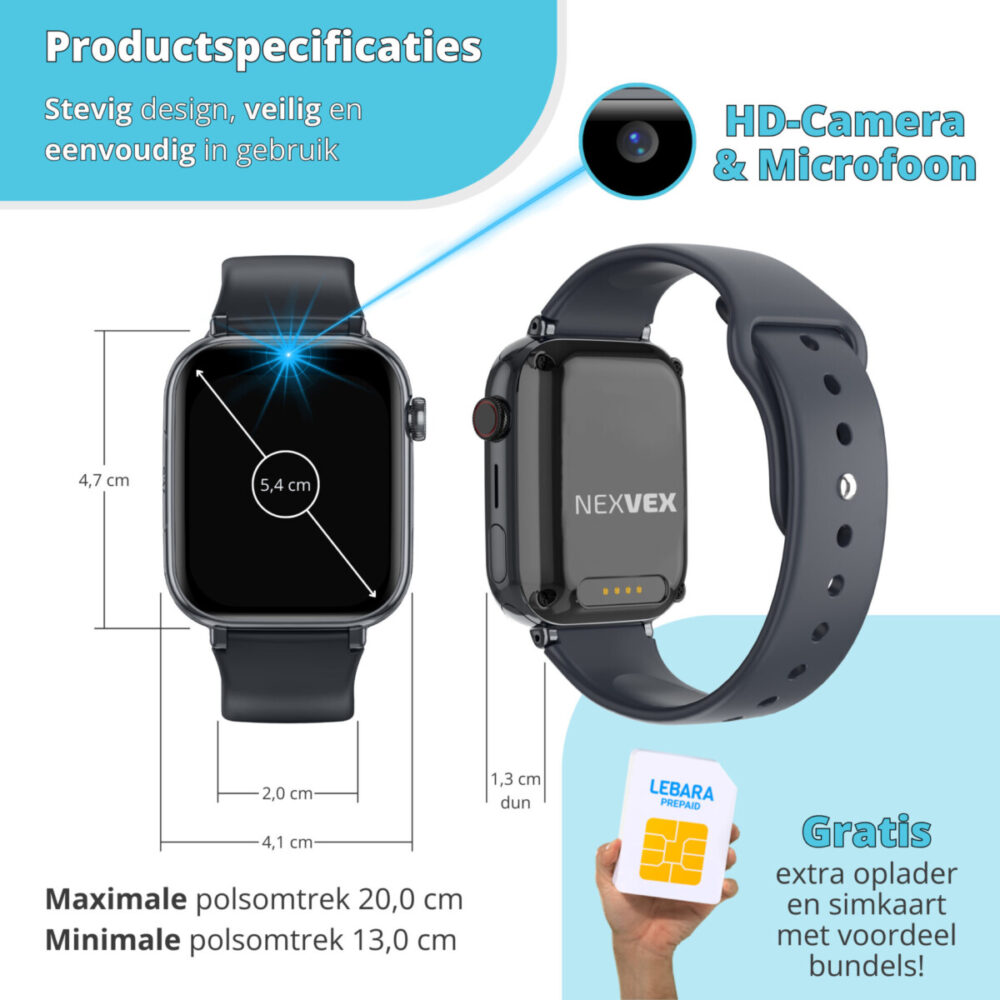 Nexvex Pixigo Kinder Smartwatch Zwart